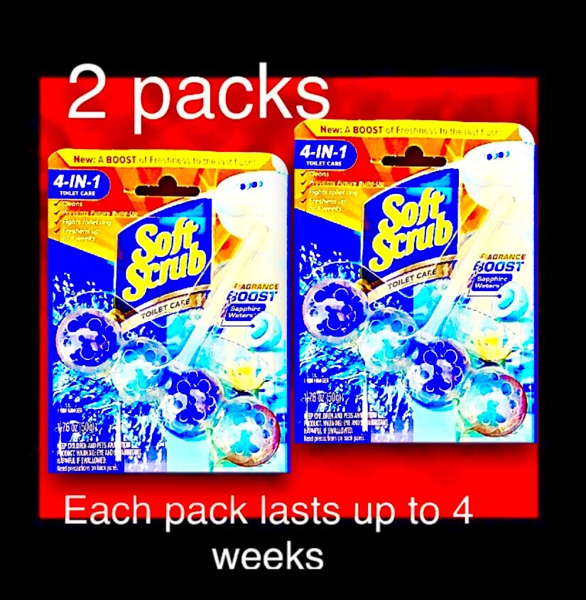 2pks Soft Scrub 4-in-1 Technology Toilet Care SAPPHIRE WATERS:clean/fight/fresh