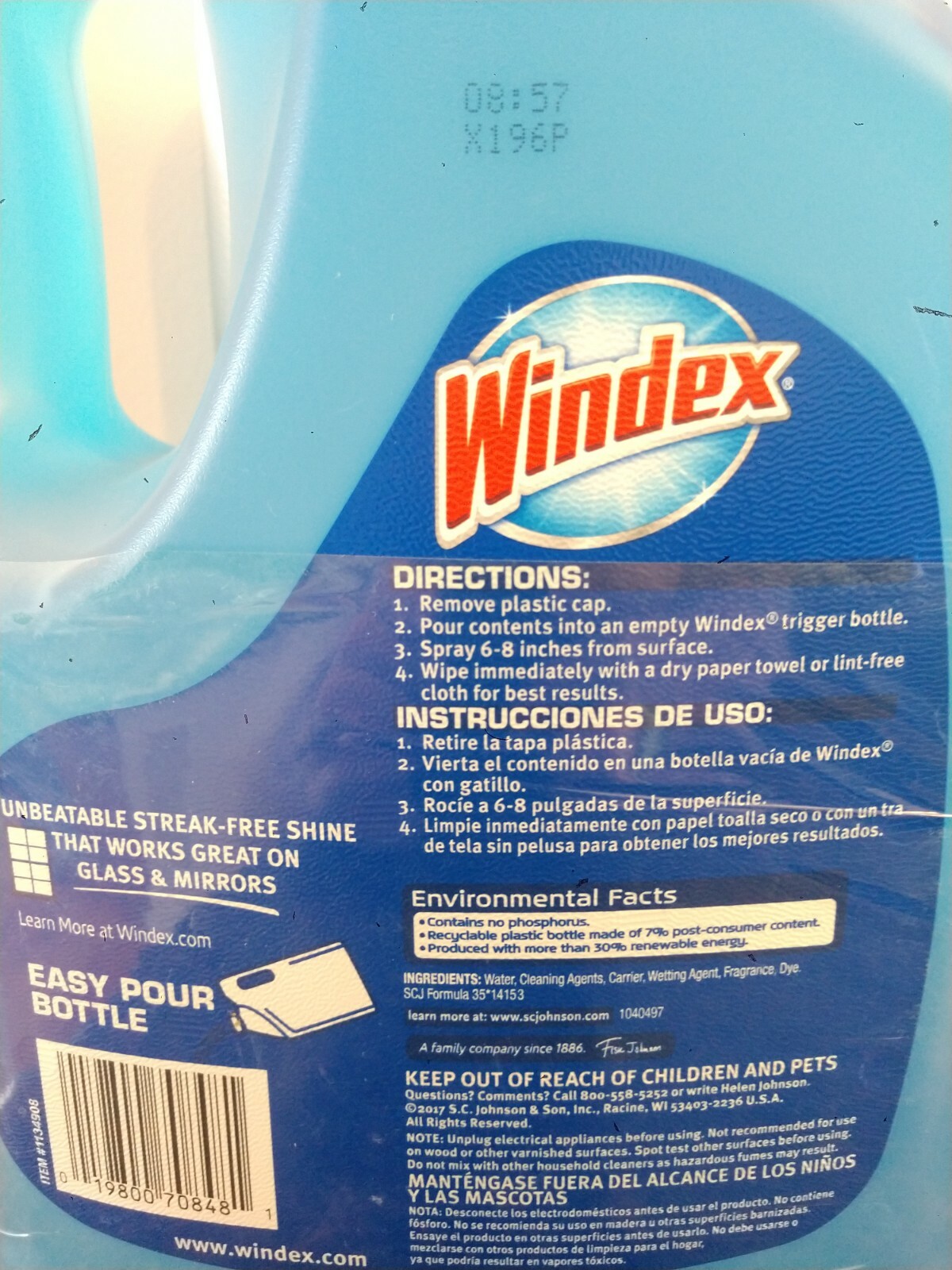 2 items: WINDEX Glass Cleaner 1.39 Gallons (5.2 L) + 32 oz cleaner With Sprink.