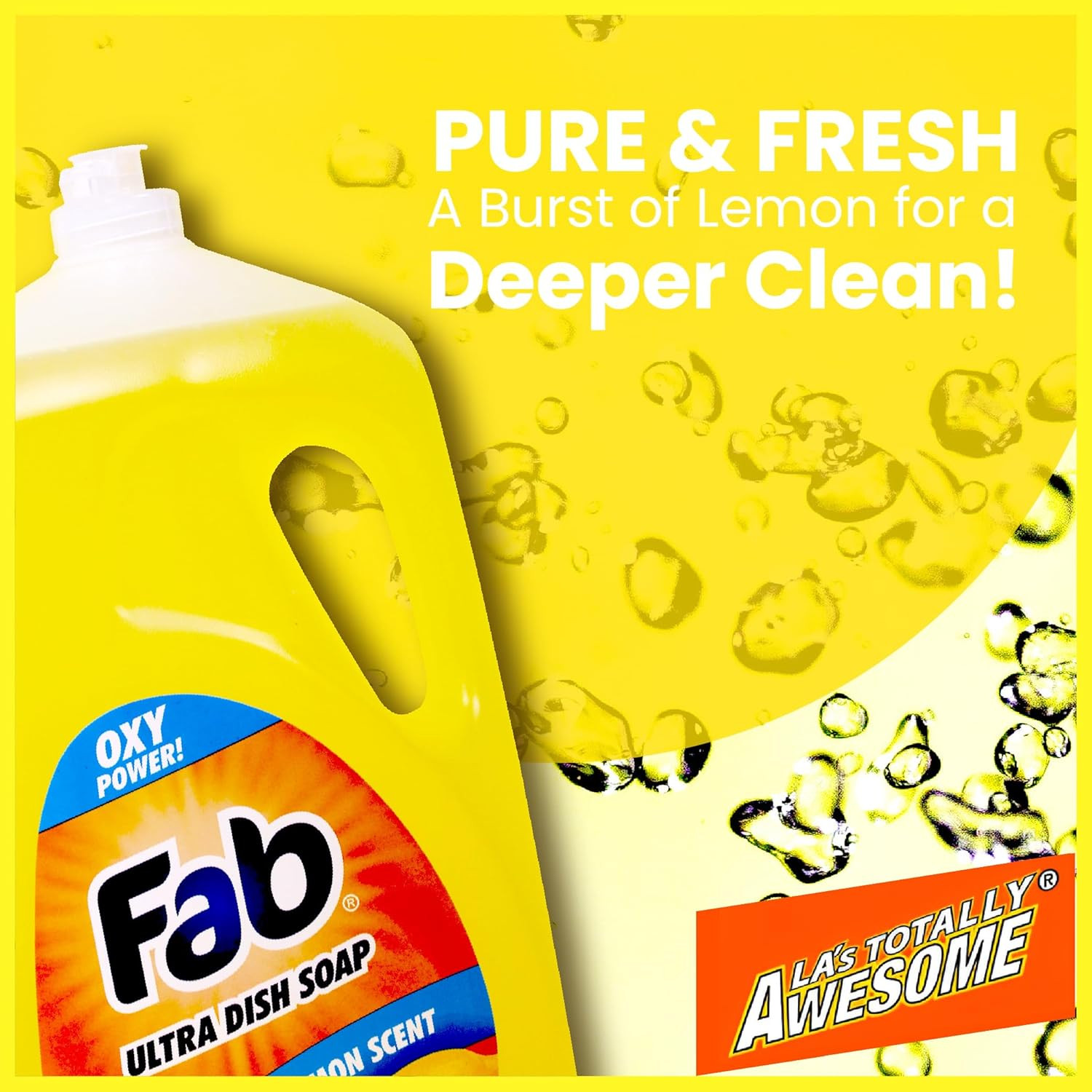 Fab Liquid Dish Soap, Lemon Scent, 90 Fl Oz (Pack of 2) – Powerful Grease-Cuttin