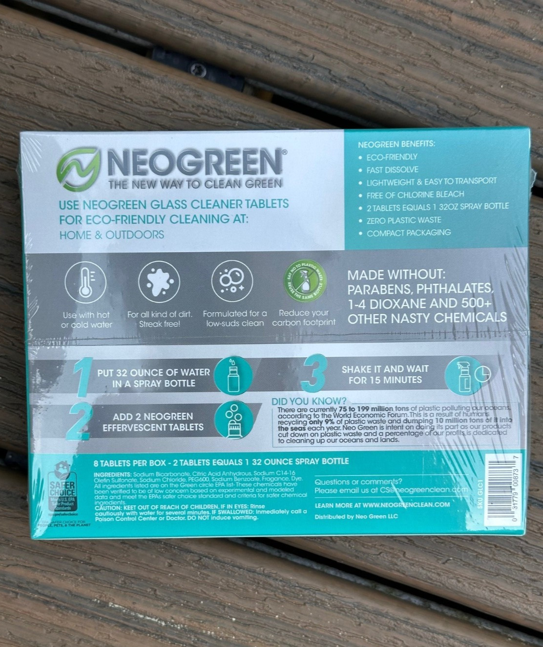 2-Pack NeoGreen Glass Cleaner Tablets (16 Total) Makes 8 Spray Bottles