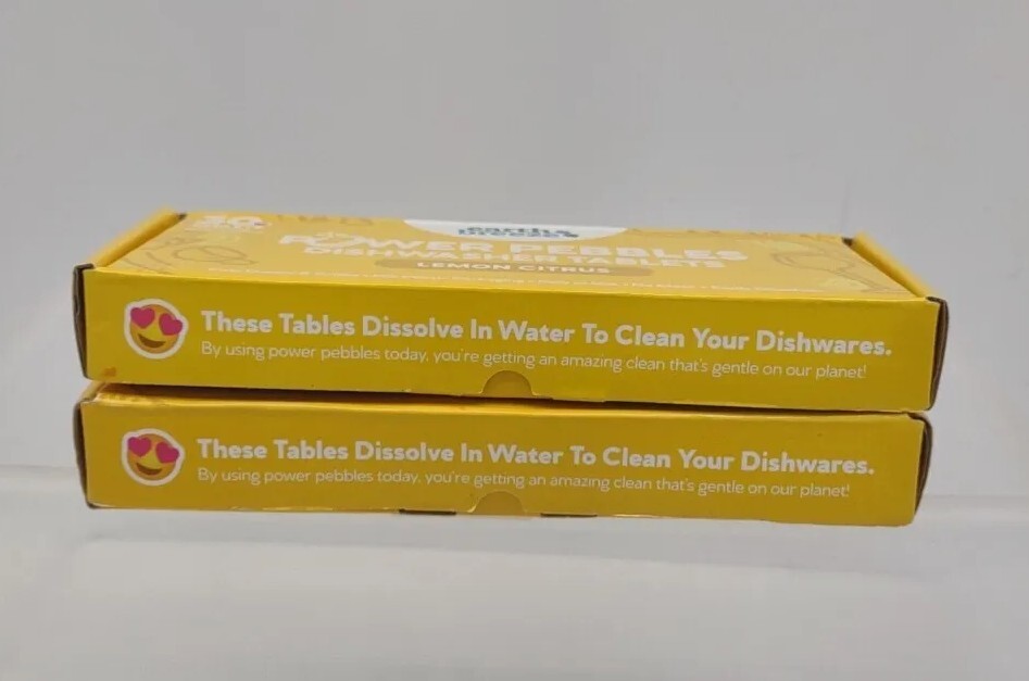 Earth Breeze Power Pebbles Dishwasher Tablets Lemon Citrus 2 Boxes 60 Tablets