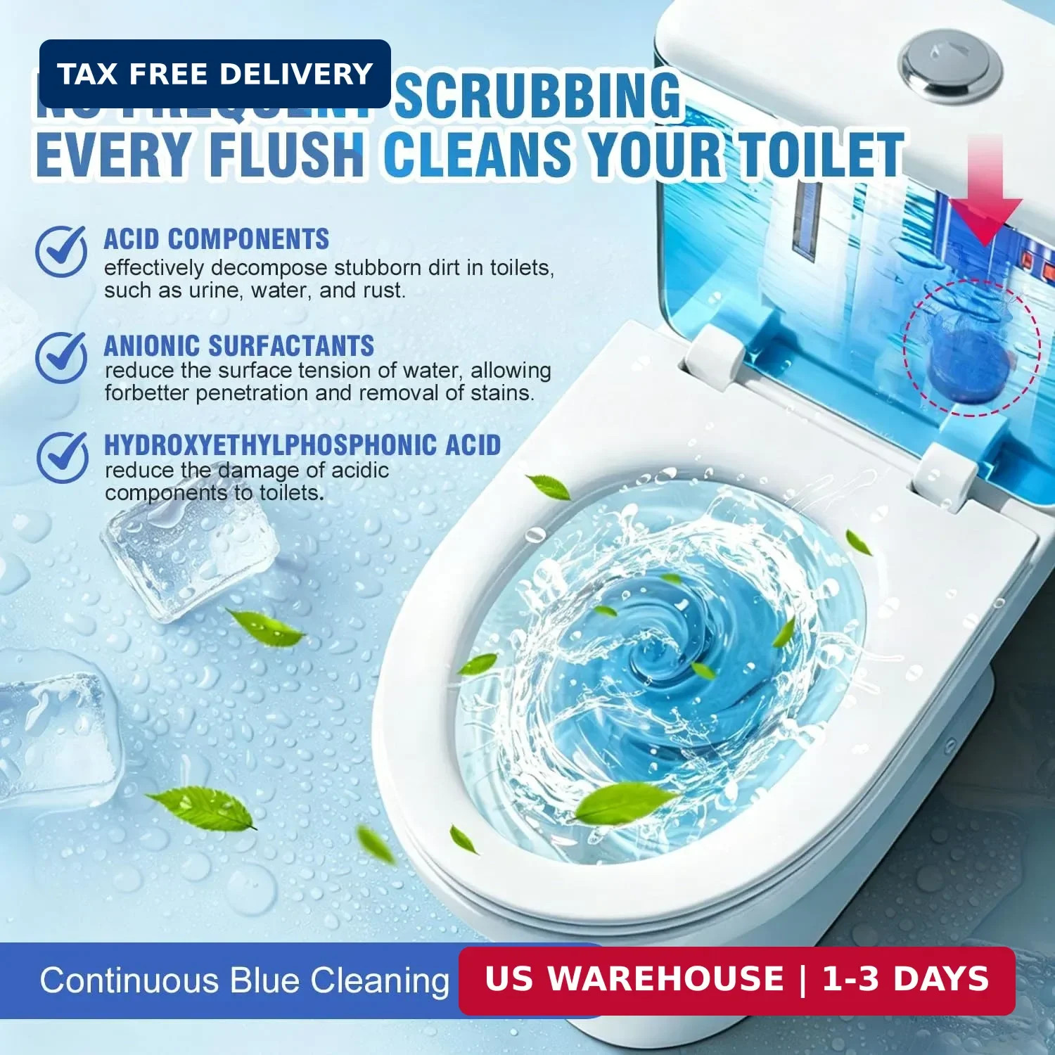 12 Tablets Toilet Bowl Cleaner Tablets for Tank – Automatic Toilet Tank Cleaner