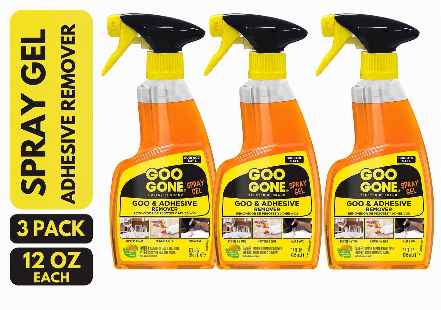 Goo Gone Original Spray Gel – 12 fl. oz (3 Pack)
