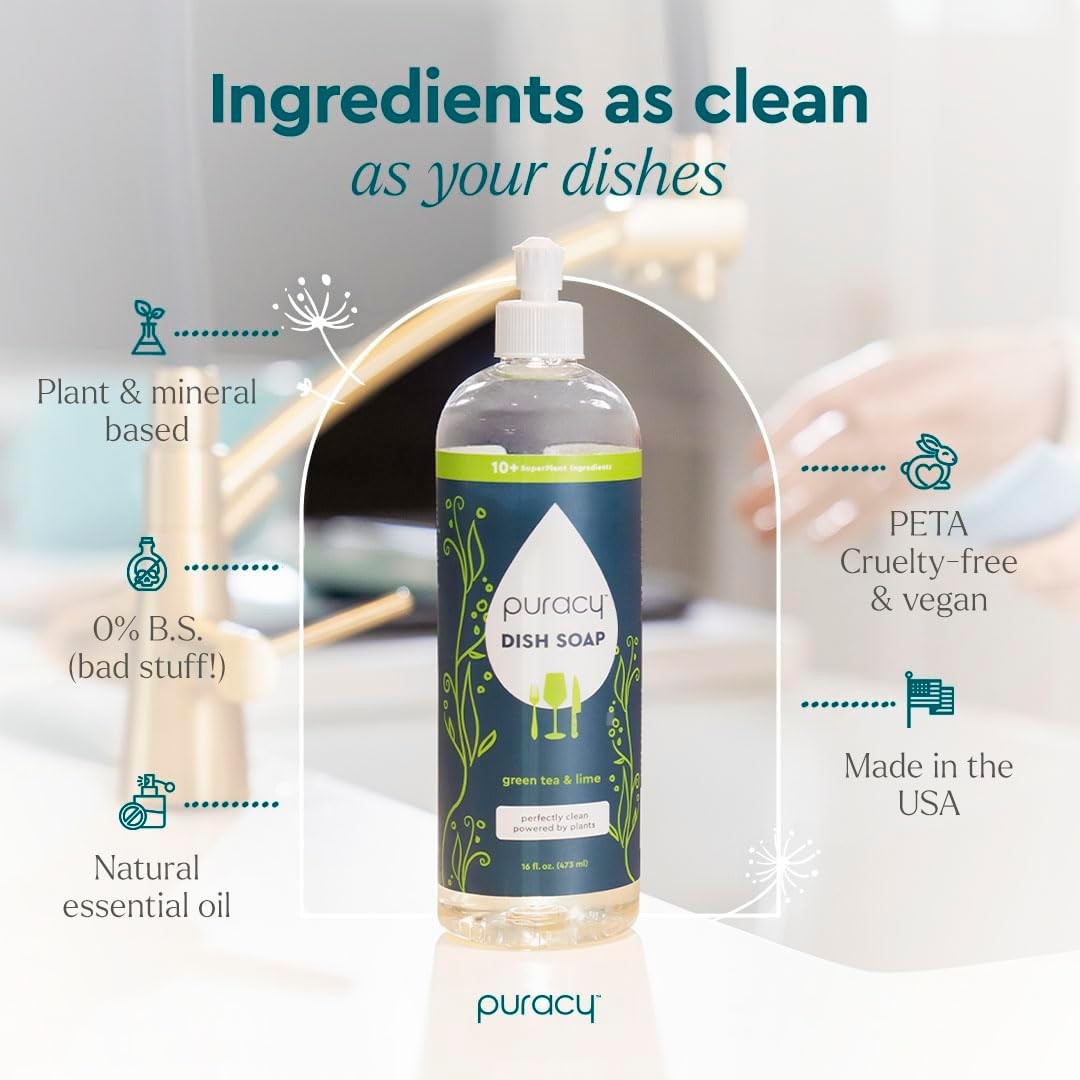 Natural Dish Soap Skin-Softening Plant-Based Dishwashing Soap Non-Toxic Dish