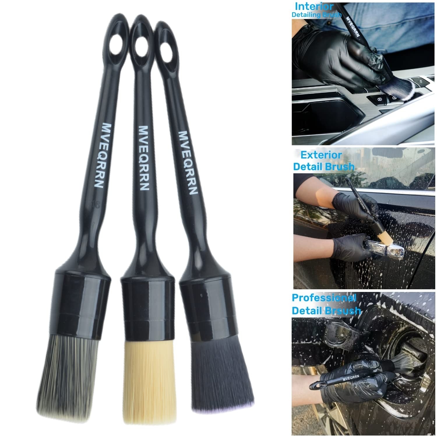 3pcs Car Detailing Brush Set-1pcs Boars Hair Car Detailing Brushes,1pcs Ultra…
