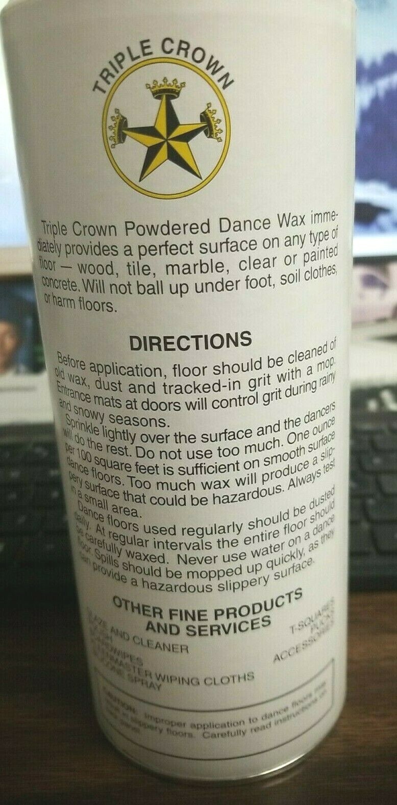 (ONE) DANCE FLOOR WAX, POWERED, 16 oz CAN, TRIPLE CROWN, REDUCES FRICTION