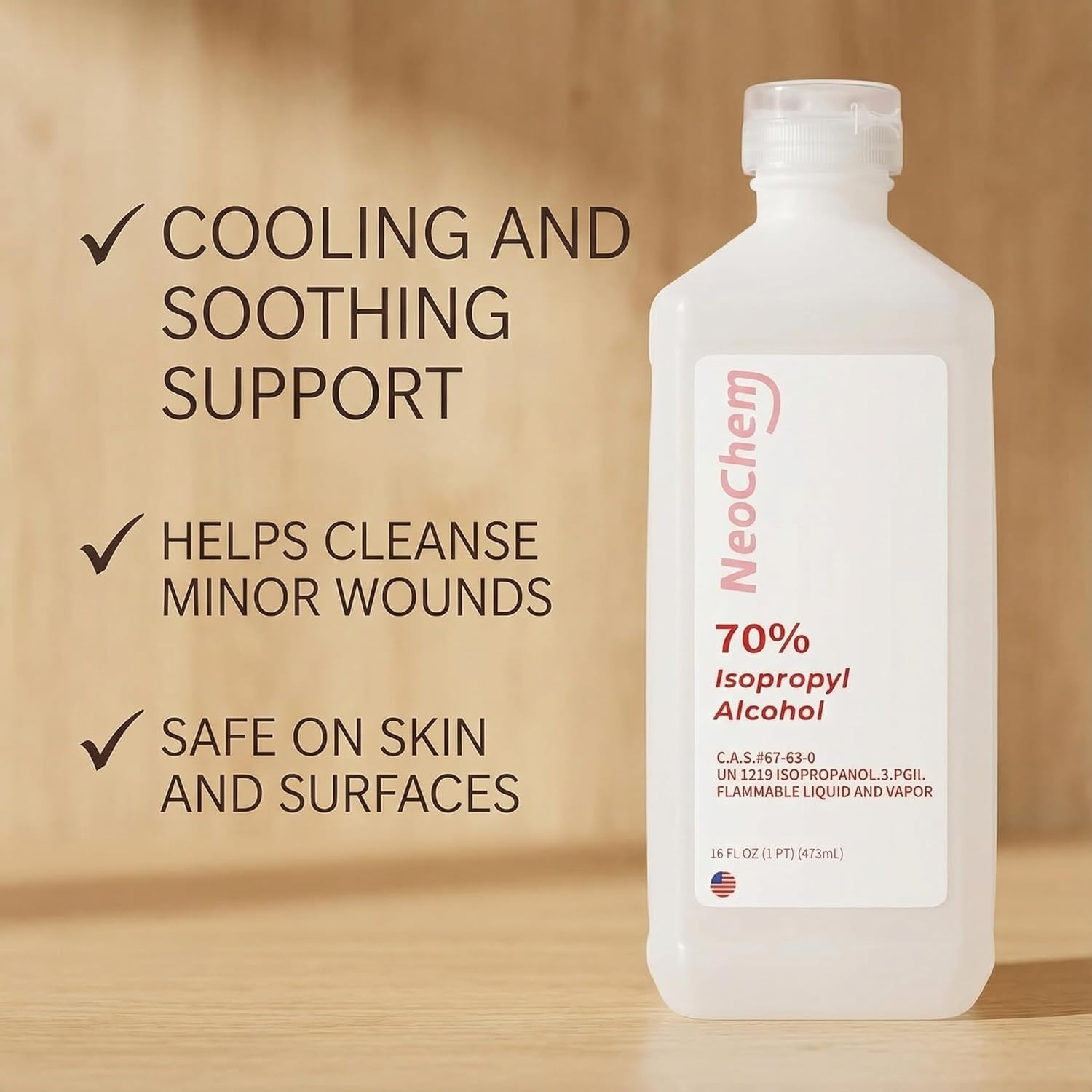 70% Isopropyl Alcohol 16 oz for Surface Cleaning, Home Cleaning, Salons