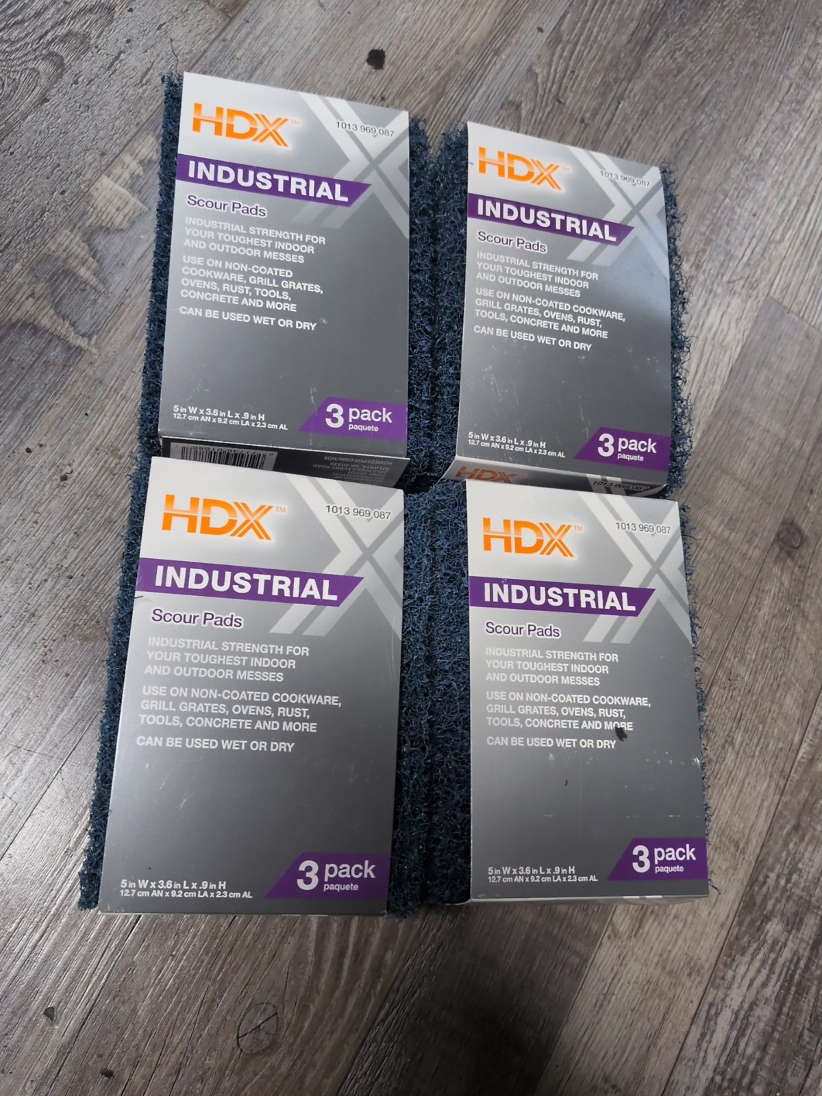 HDX Industrial Strength Scouring Pads 1″ Thick Multi Surface Lot Of 4