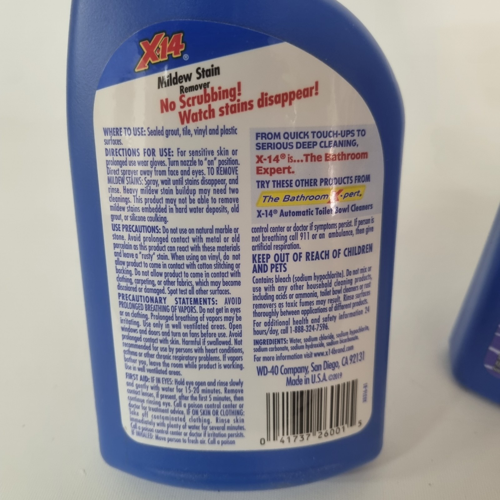 Lot 2 X-14 Professional Instant Mildew Stain Remover Non-Aerosol Trigger 16 OZ