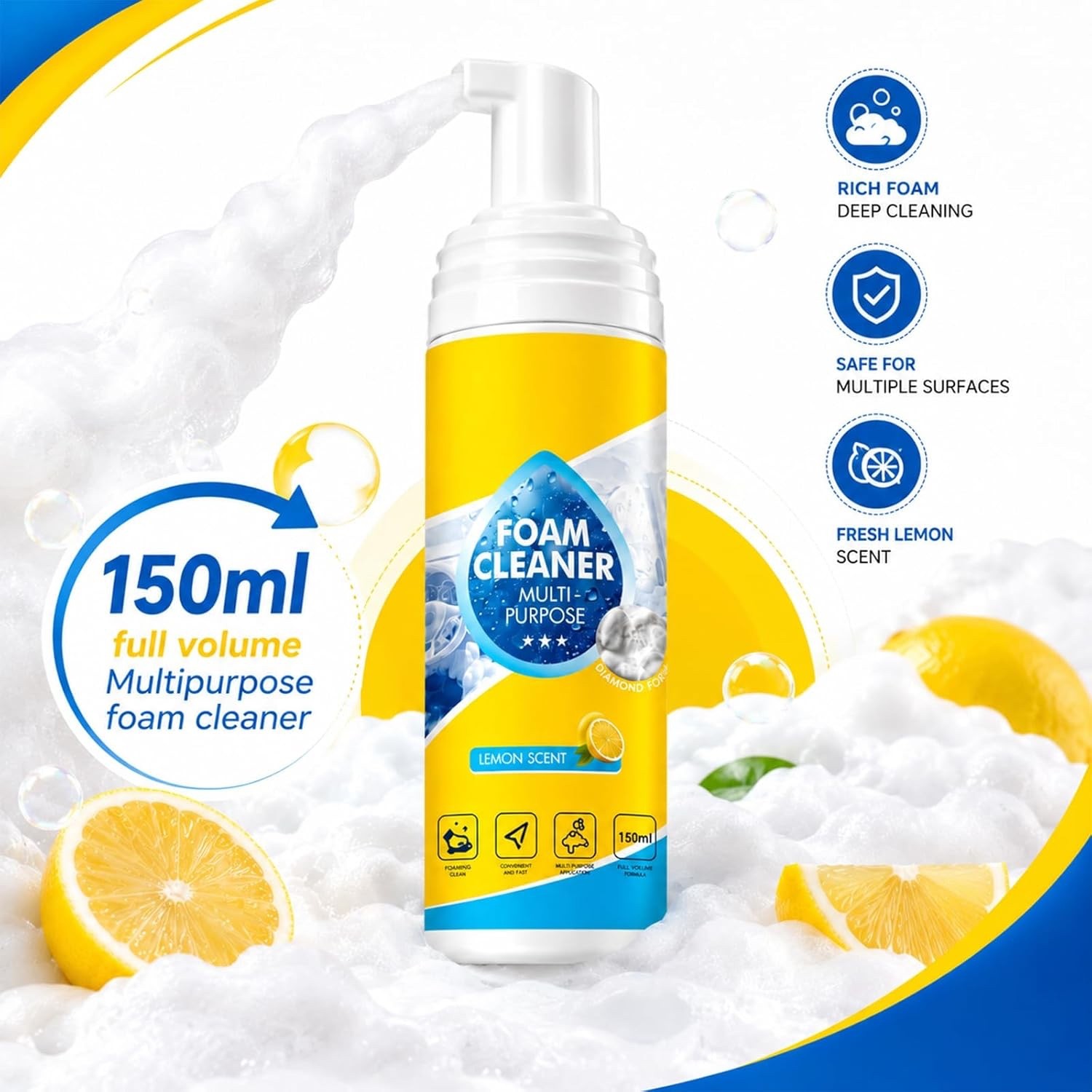4-in-1 Multi Enzyme Foam Cleaner Spray 150ml Car Kitchen Bathroom Cleaner