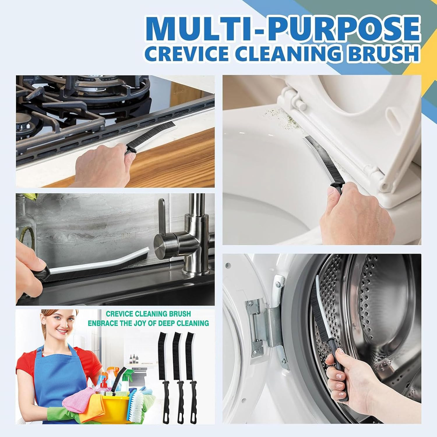 Crevice Cleaning Brush Set (12 Pack) – Hard Bristle Gap Cleaning Tool for Window