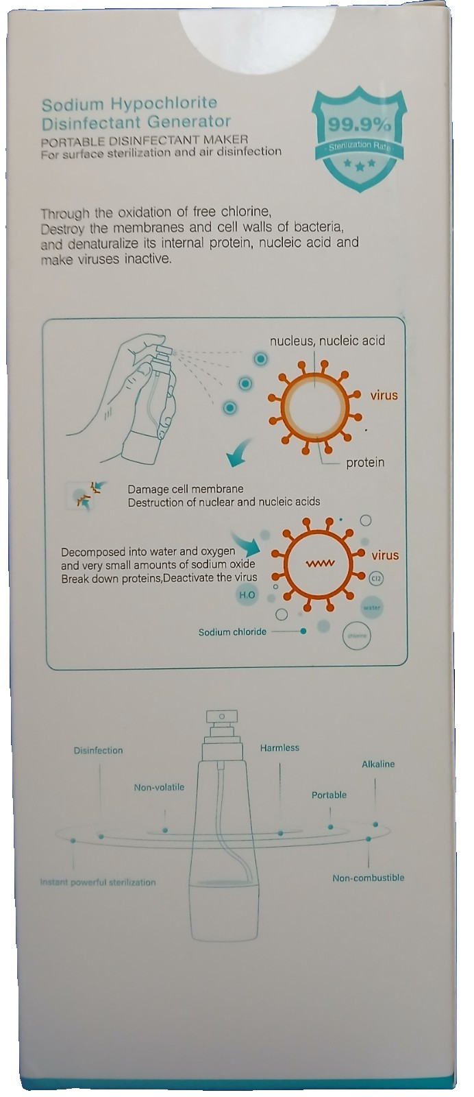 Caruume Portable Disinfectant Maker Sodium Hypochlorite Disinfectant Generator