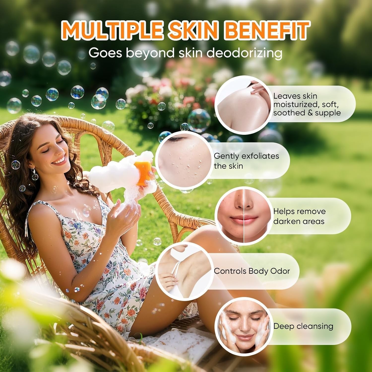 Persimmon Soap Bar for Body Odor Control – 3 PCS Natural Body Wash Soap for for