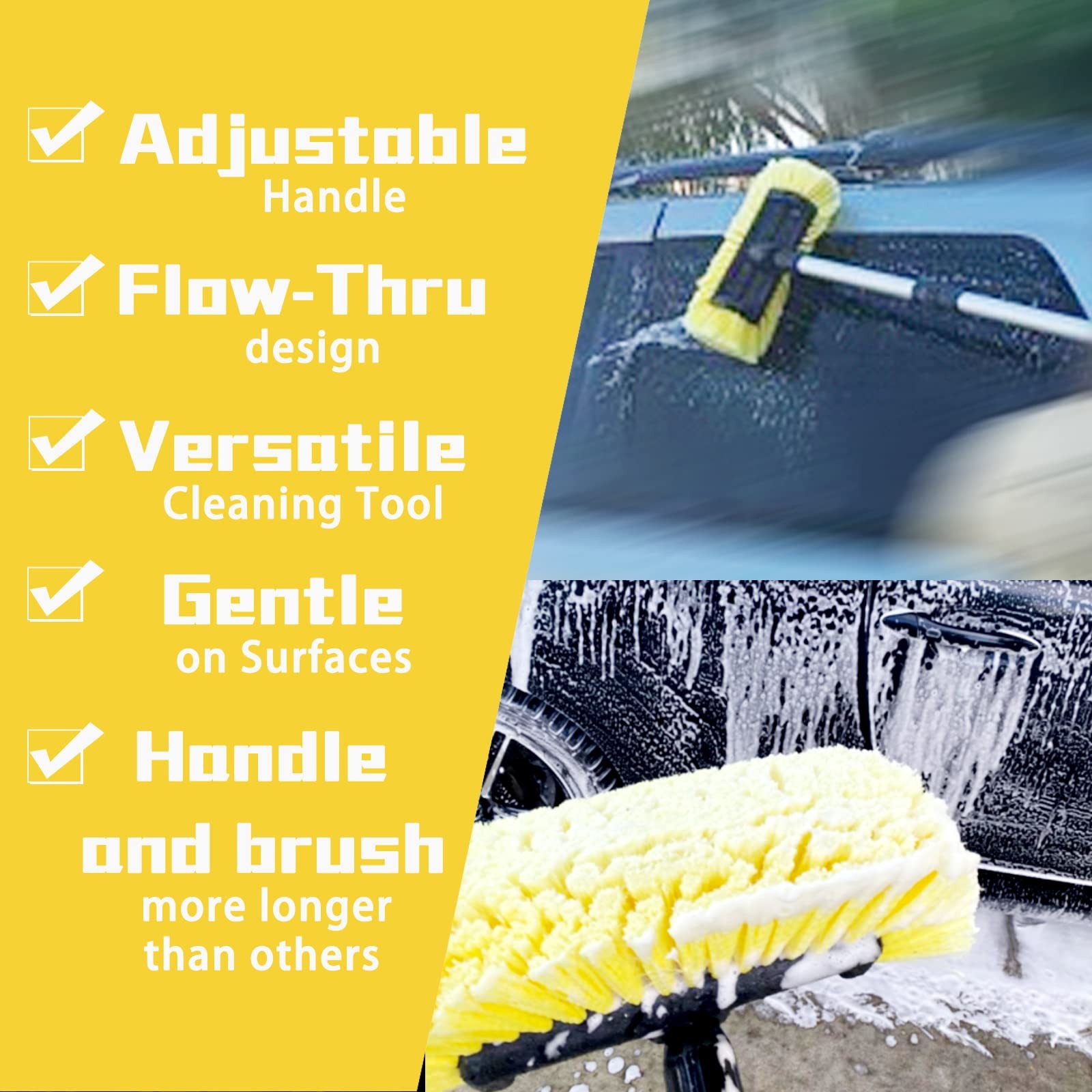 60 Inch Car Wash Brush with Long Handle Auto Car RV Truck Exterior Washing