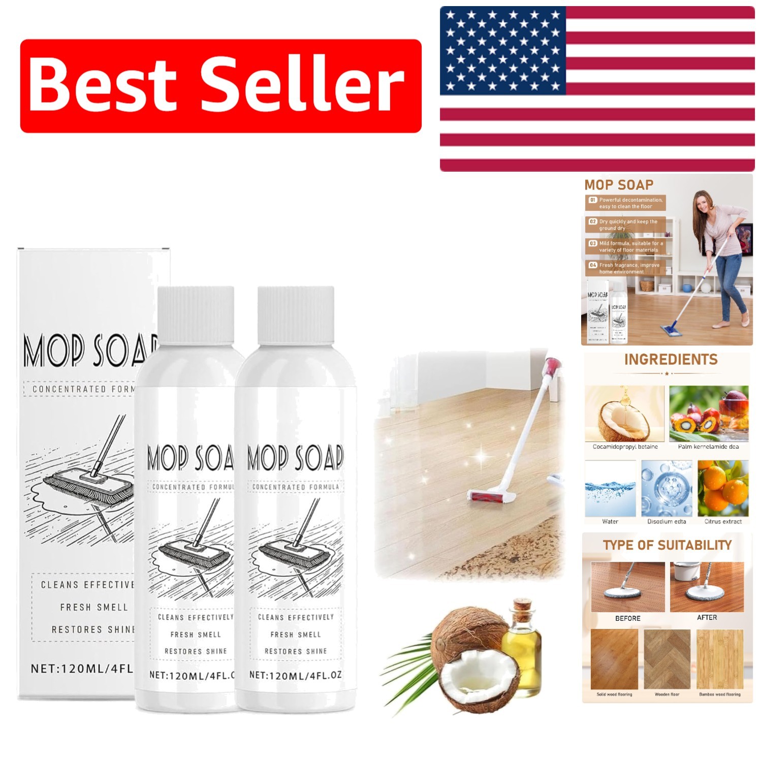 Luxury Organic Mop Soap Brazilian Waves – Highly Scented for Spotless Floors