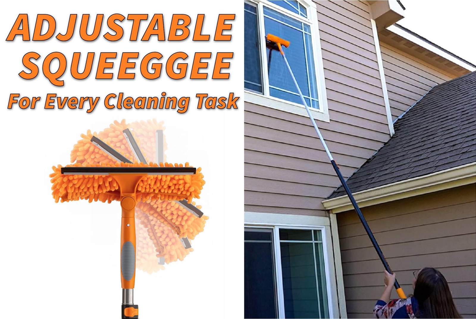 4-12 ft Window Washing Kit with Extension Pole (20+ Foot Reach) // Window Cle…