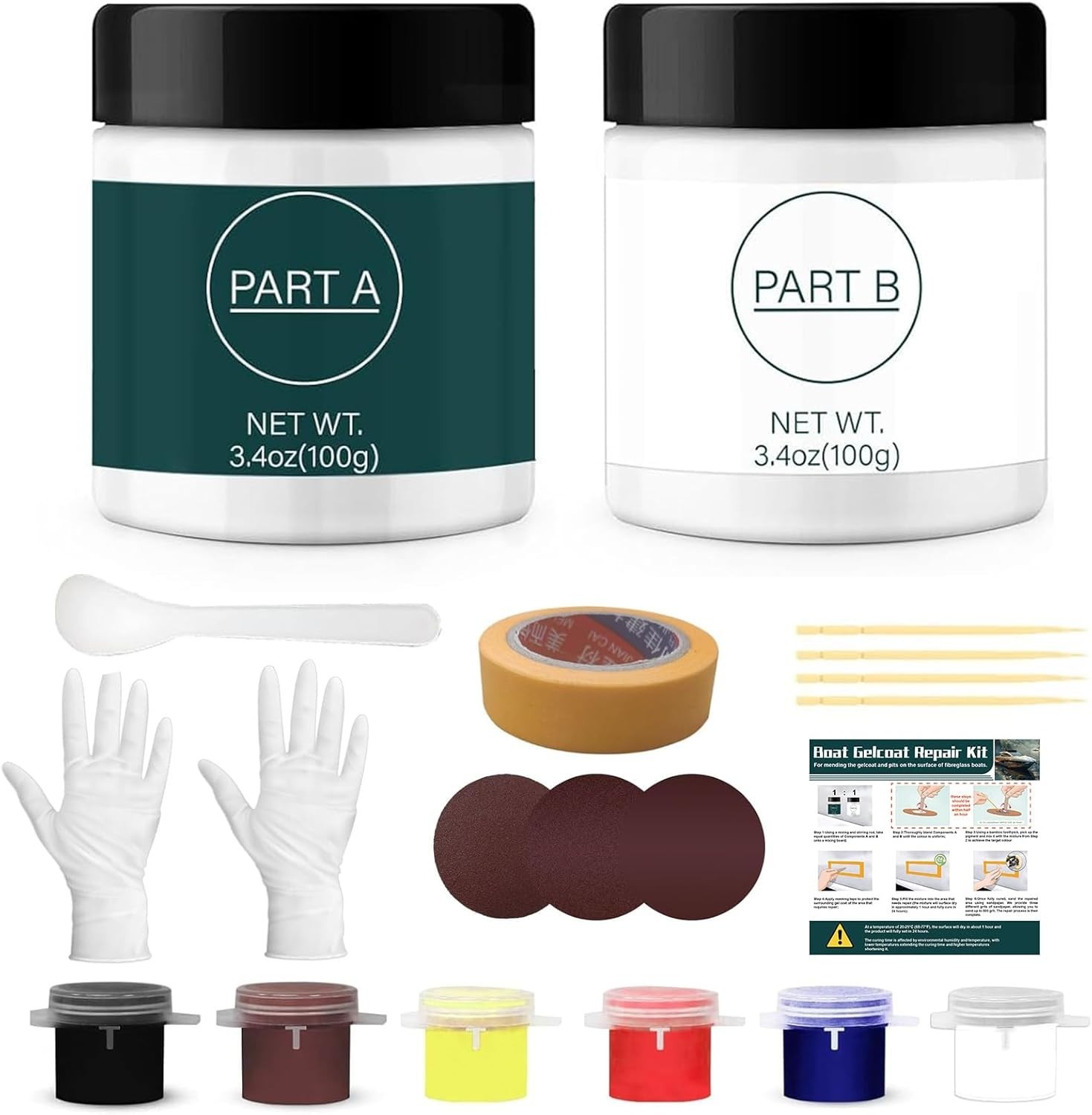 200g Gel Coat Repair Kit for Boats, Repair Cracks Scratches Chips Holes Gaps,…