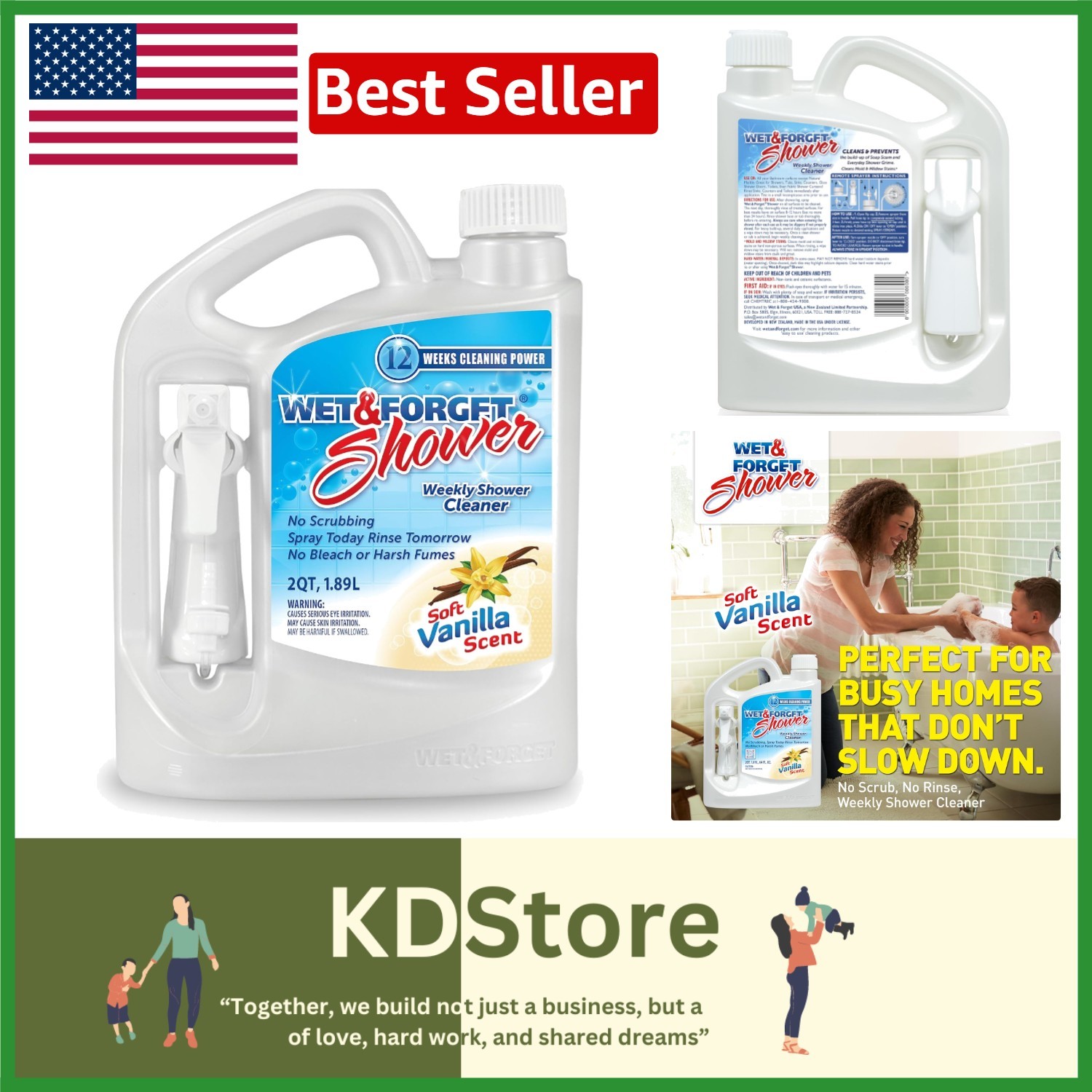 Natural Shower Cleaner 64 Fl. Oz: Bleach-Free, Effortless Cleaning Solution