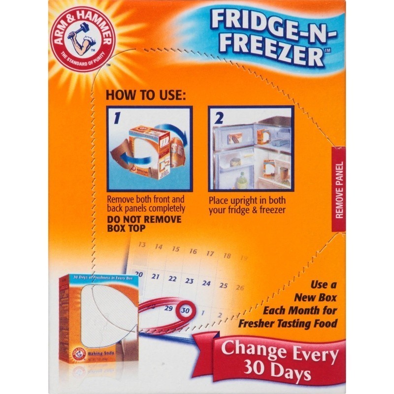 Baking Soda Fridge Freezer Odor Absorber Flo-Thru Technology Fresh Food 14oz New