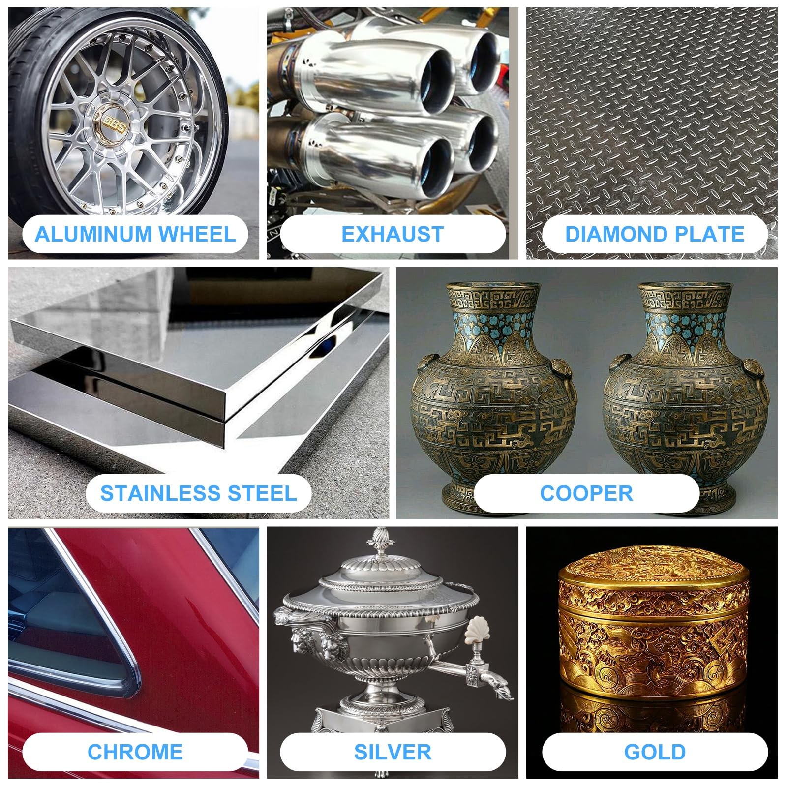 Metal Polish (16oz) & Chrome & Aluminum & Stainless Steel Polish, Multi Purpo…
