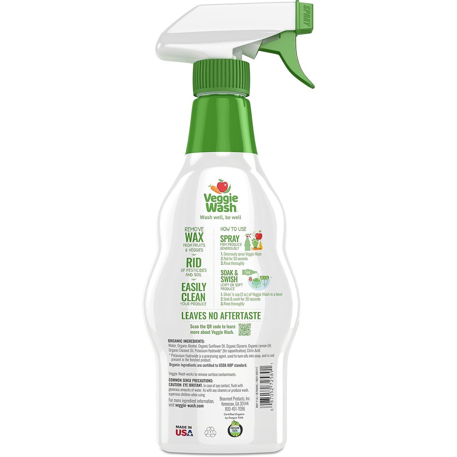 Veggie Wash Certified Organic Fruit and Vegetable Cleaner Pack of 3 16 Fl Oz