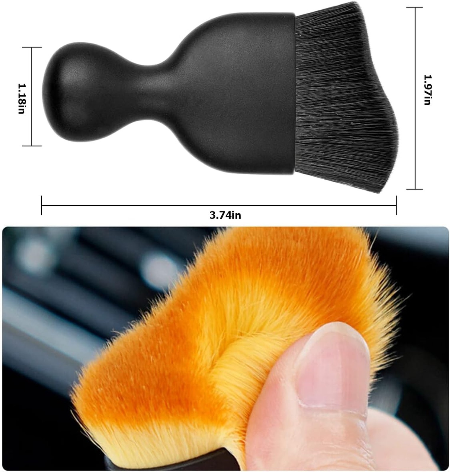 Car Interior Detailing Brush Soft Bristles Curved Dust Collector for Dashboard