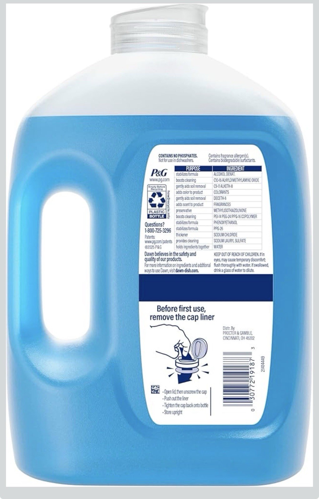 Dawn Ultra Original Dish Soap Refill Jug Blue Liquid Grease Fighter 51.5 Oz