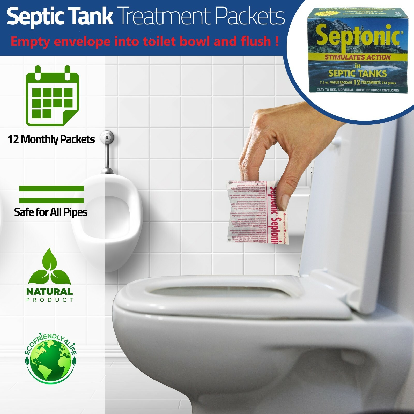 Septonic Septic Tank Treatment 12-treatment Pack Safe/Green/Clean Ceasepool/Sep