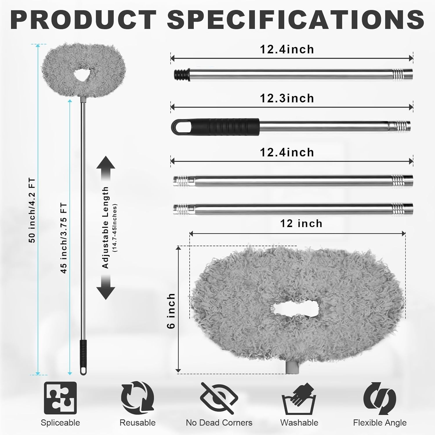 Ceiling Fan Cleaner Duster – Adjustable Duster with Extension Pole,Dusters fo…