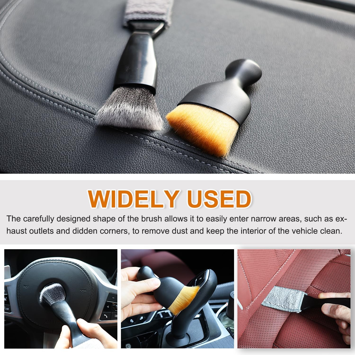 3 Pcs Microfiber Duster Brushes Car Interior Detail Dust Brush for Air Vents