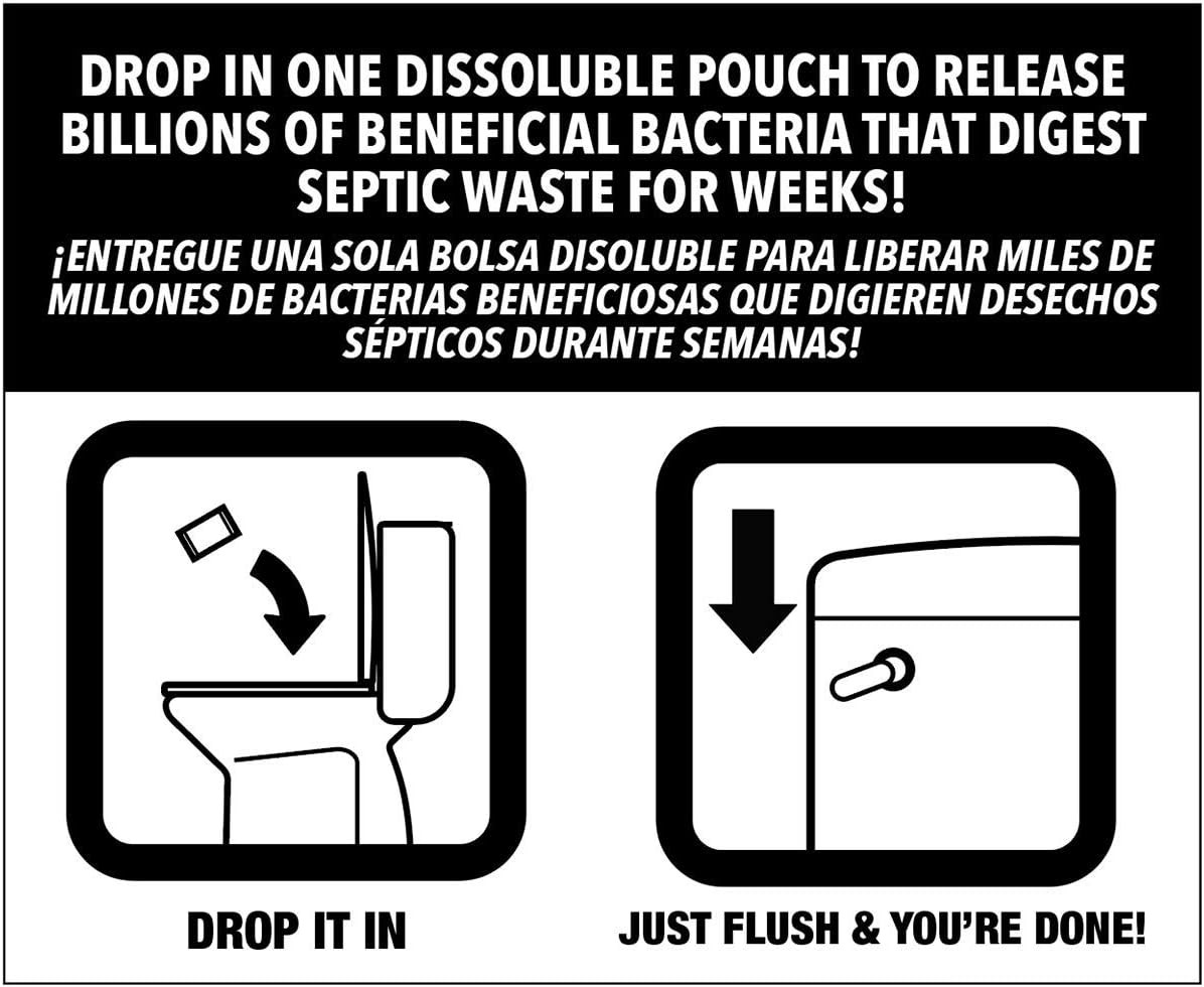 Septic Tank Treatment Packets, 3-Month Supply of Easy-Flush Bacteria