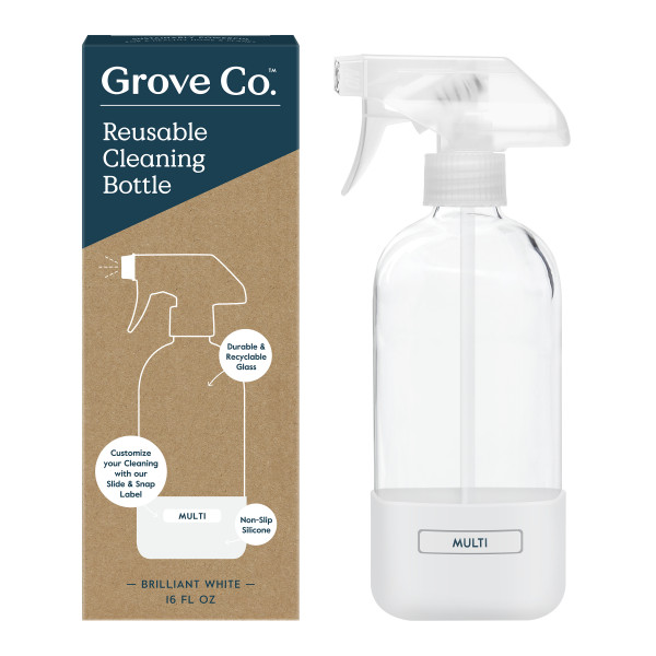 Grove Co Glass Spray Bottle with Silicone Sleeve – Brilliant White