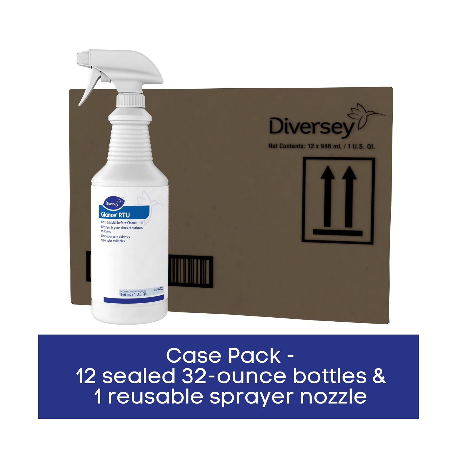 Diversey Glance Glass and MultiSurface Cleaner 32 oz, 12 Count