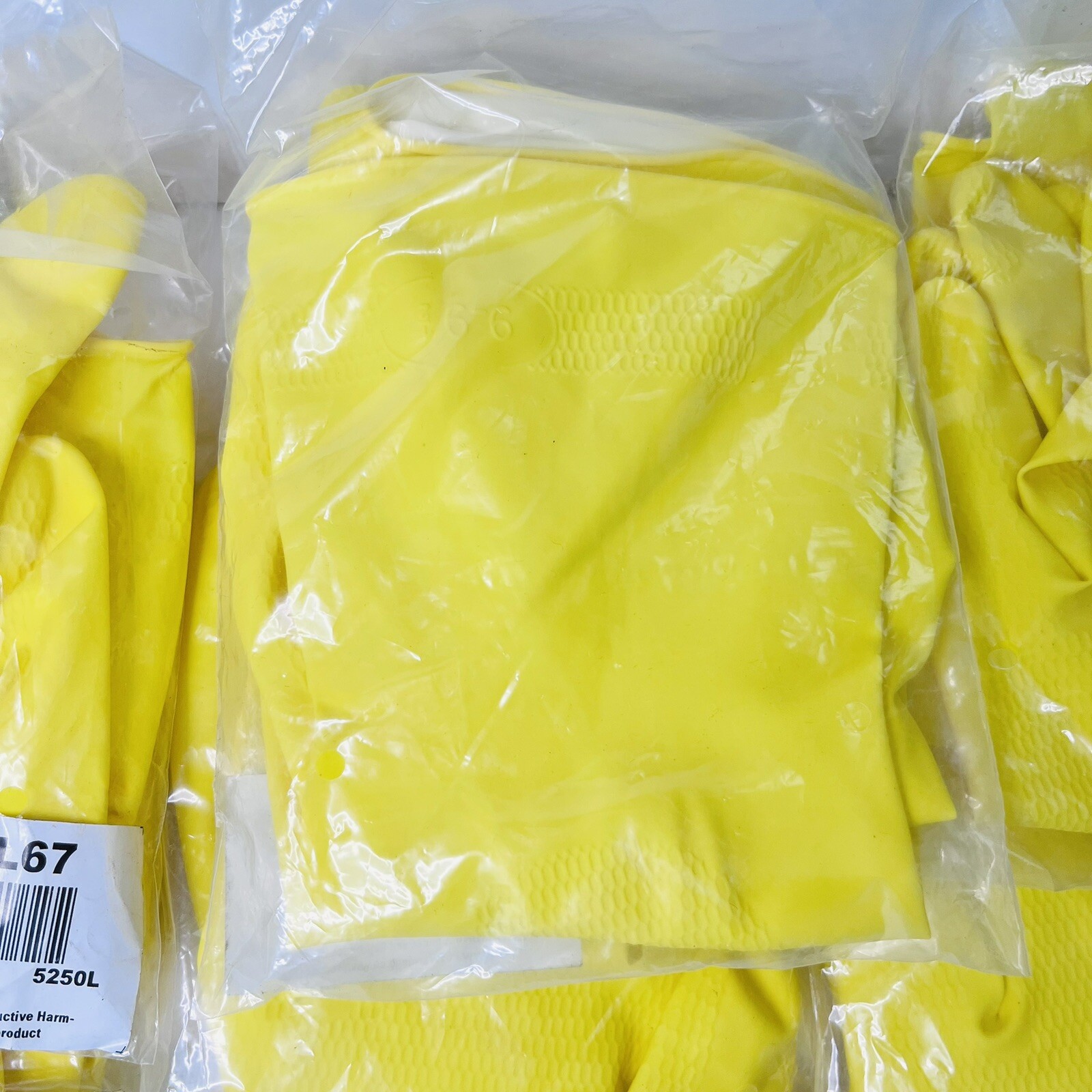 Rubber Cleaning Gloves Yellow Household Reusable Dishwashing 48GL67, 7 Pairs