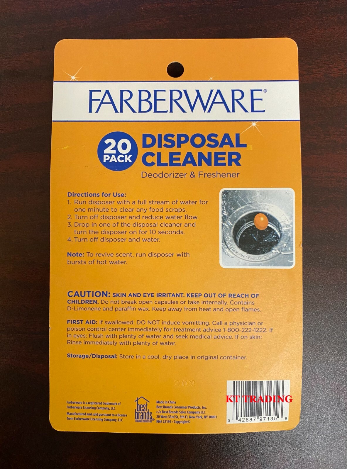 FARBERWARE Disposal Sink Cleaner Deodorizer Freshener Odor Eliminate Orange 20Ct