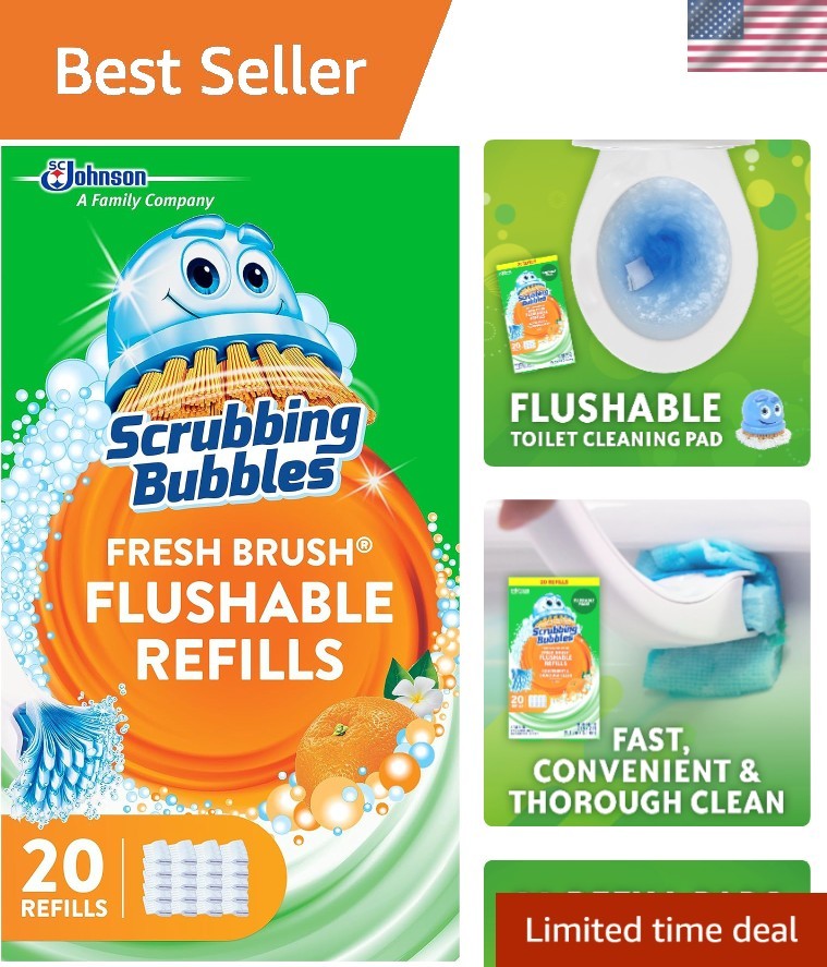Non-Toxic Citrus Flushable Toilet Pads – 20 Count Scrubbing Bubbles Refills