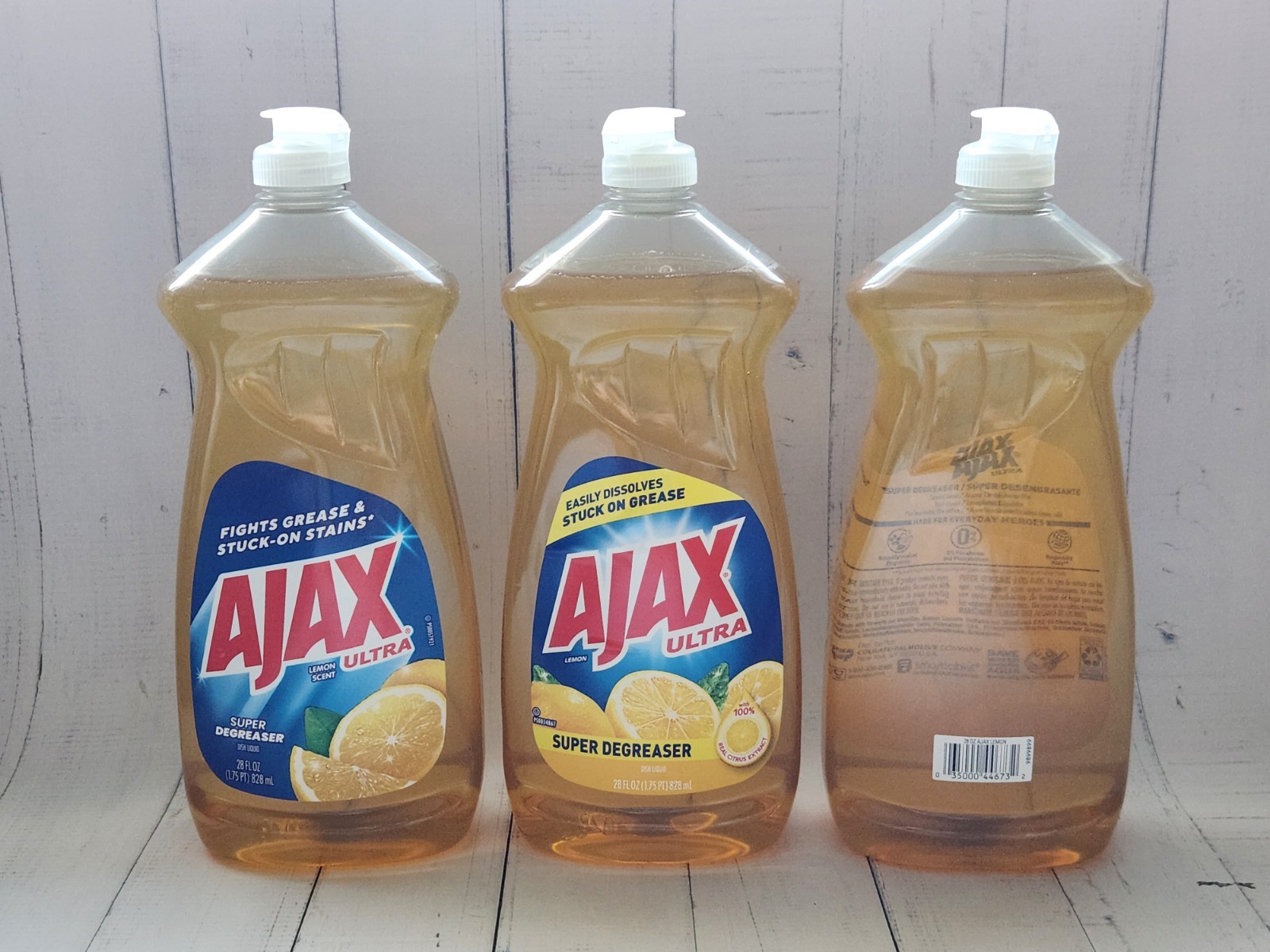 3× Ajax Ultra Super Degreaser Dishwashing Liquid Dish Soap, Lemon Scent, 28 oz