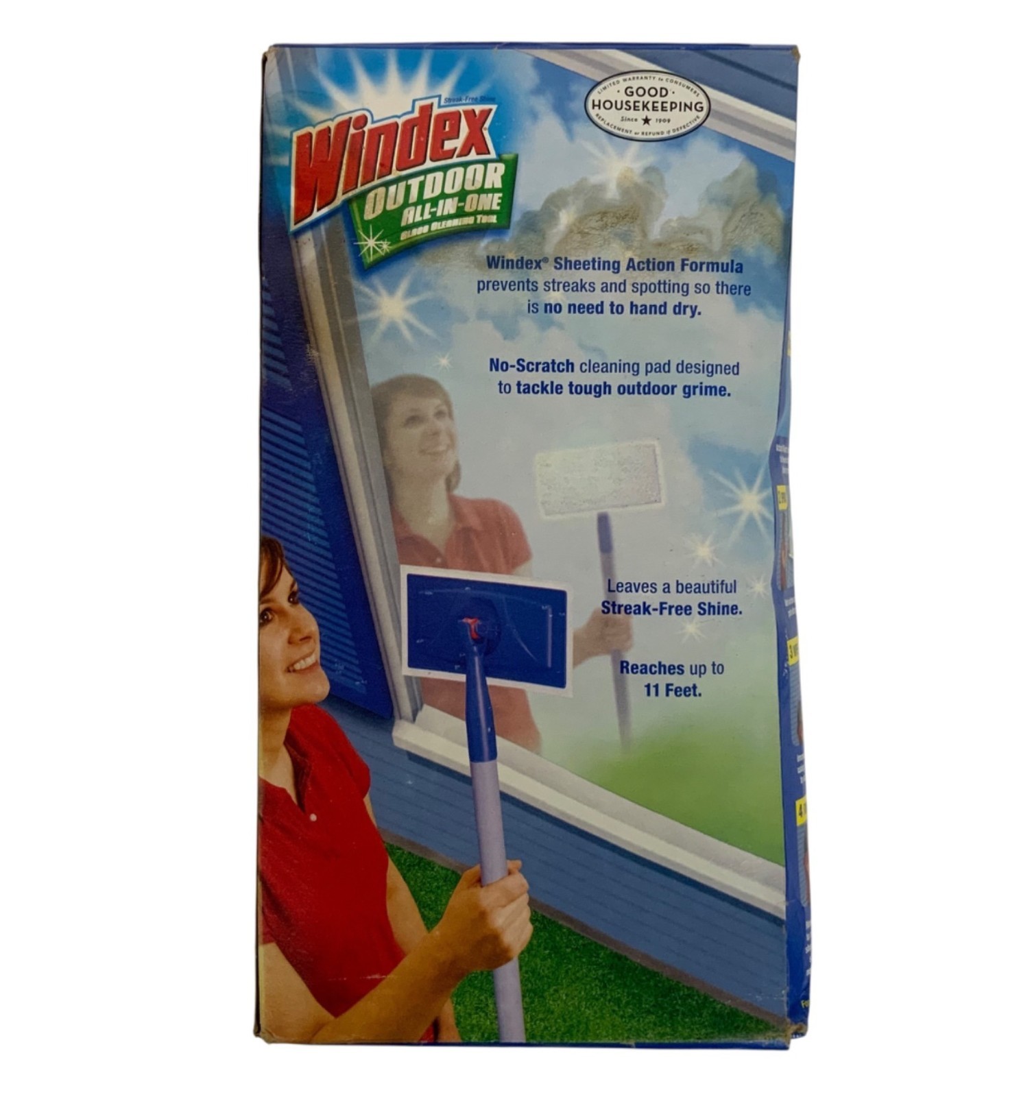 Windex Outdoor All-In-One Glass Cleaning Tool Kit With Handle Pads 2010 Open Box