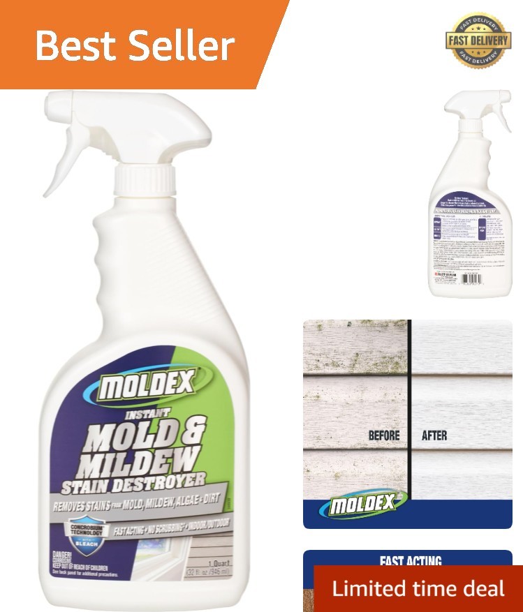 Mold & Mildew Stain Remover Spray – 32 oz All-Purpose Indoor & Outdoor Cleaner