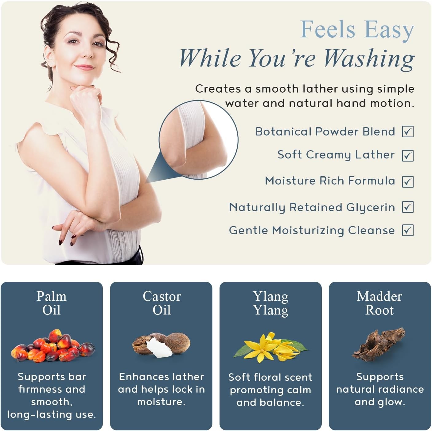 Switch2Pure Nourishing Soap Bar for Sensitive Skin with Jojoba, Avocado & Rose