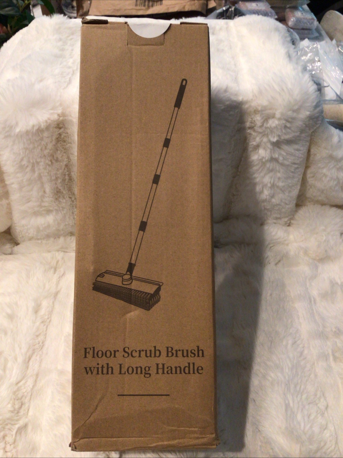 GLUMZRK FLOOR SCRUB BRUSH WITH 10.5” BRUSH 52.5” HANDLE