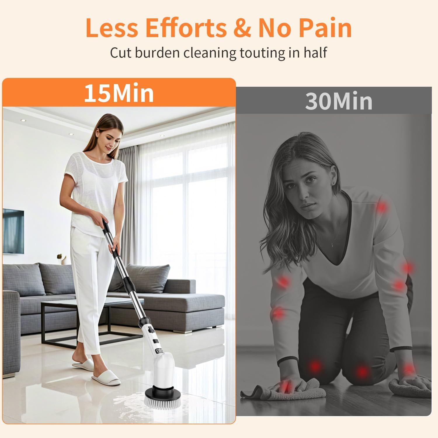 Electric Spin Scrubber for Cleaning Bathroom,Cordless Power Shower Scrubber – El