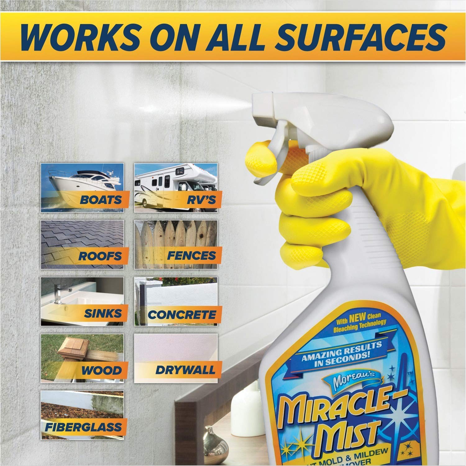 MiracleMist MMIC-4 Instant Mold and Mildew Stain Remover (32-Ounce Spray Bottle)