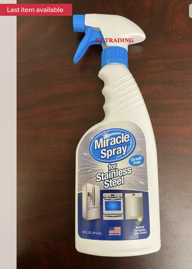 Miracle Brand STAINLESS STEEL APPLIANCE RANGE Cleaner Degreaser 16oz Lime Spray