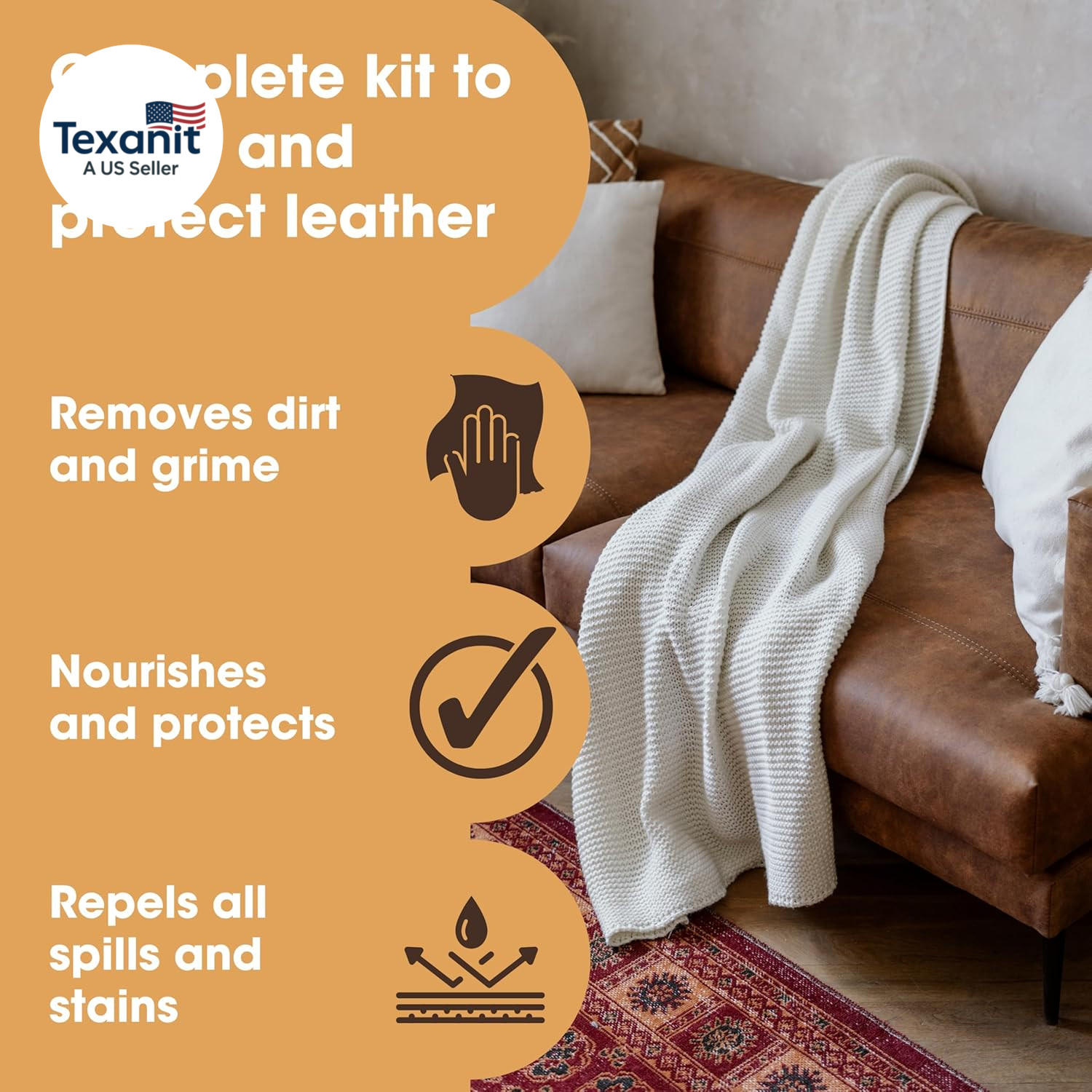 Large Leather Care Kit | Leather Cleaner + Conditioning Protection Cream for Fur