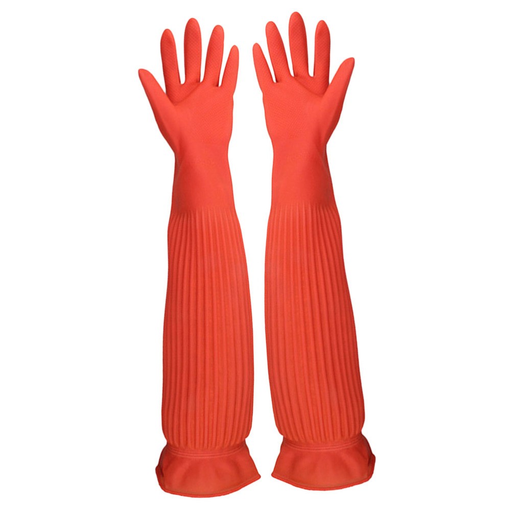 Washing Gloves in Red Latex for Kitchen Use with Durable Heat Resistant Design