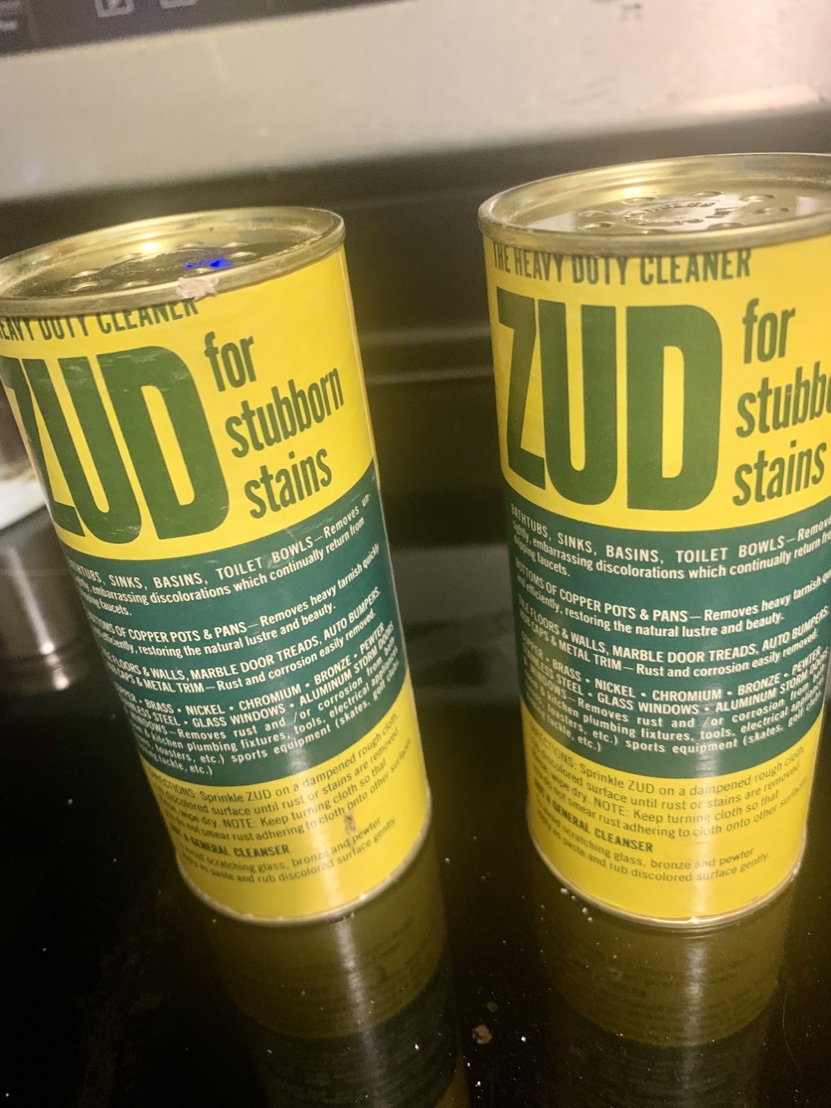 Vintage Zud Heavy Duty Rust & Stain Powder Remover Cleaner New Old Stock 2 Cans
