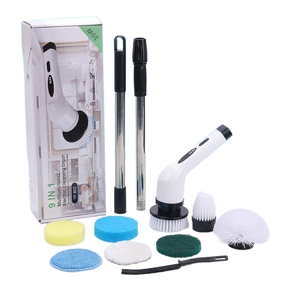 9-in-1 Electric Cleaning Tool with 9 Brush Heads 3 Speeds for Home Cleaning