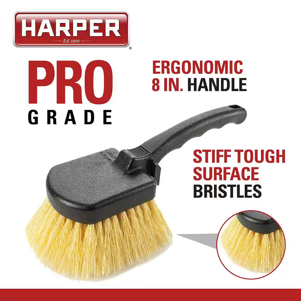 8 In. Short Handle Stiff Bristle Scrub Brush