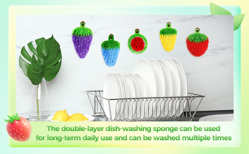 10 Pieces Fruit Dish Scrubber Non Scratch Cleaning Sponge Double Layered Dish